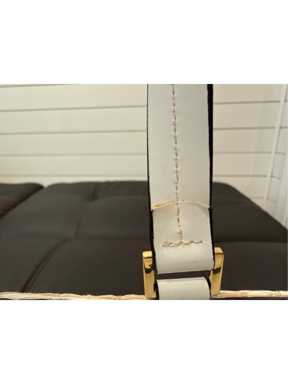 Etienne Aigner Woven Straw Shoulder Bag White Tan Gold Paisley 3690 - Picture 15 of 16